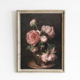 Antique flower art print, peony print, vintage floral oil painting, fine art print, flower bouquet painting, vintage flower art prints