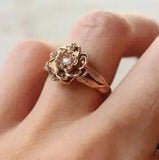 3mm Round Cut Unique Peony Flower Engagement Ring Proposal Ring For Women
