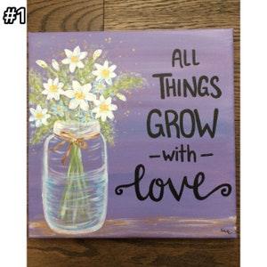 Inspirational Flower Quote Canvas Painting