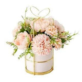 Artificial Flowers Fake Peony Silk Hydrangea Flower with Pink With Vase Set
