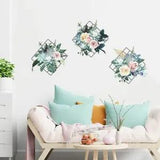 Wall Sticker Peony Flower Grid Plant Creative Art Bedroom Home Decals Decoration