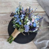 Wild flowers artificial bride bouquet meadow blooms blue white pink Lavender Bluebells Daisies silks Flower Delivery