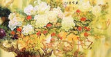 STUNNING ORIGINAL ASIAN ART CHINESE FLORAL WATERCOLOR PAINTING-Peony flowers