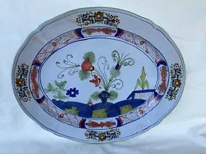 Faenza Garofano Blue Carnation Style Pattern 16" Oval Serving Platter Plate