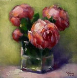 Original Oil Painting Still Life Impressionism Realism Peonies 6 x 6