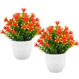 2 Pcs Plastic Lily Plant Potted House Plants Indoors Live Fake Flower