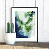 Interlude, Green & Blue Large wall art, Modern Abstract Art, Mixed Media Art, Leaf Abstract Art, Abstract Landscape, Minimal Art, Nature Art