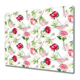 Glass Cutting Board Worktop Saver Red rose Peonies Peony Colourful flowers 60x52