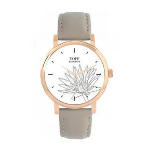 Toff London TLWS-89304 Ladies Grey Water Lilies Flower Watch
