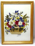 Vintage Pressed Dried Flowers Wall Art Wood Frame - Signed 5.5" x 7"