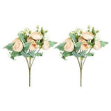6 Branch Artificial Silk Peony Hydrangea Floral, 2 Pack Flowers, Champagne Color