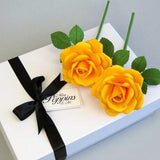 Yellow Paper Cotton Rose Bouquet for Cotton Anniversary Gift for Wife / Yellow Cotton Bouquet of 2 Roses for 2nd Anniversary Gift for Her