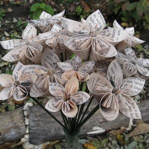Secret Garden Bouquet. Book Paper Flower Bouquet, Origami Paper Flowers. Anniversary, Centerpiece, Wedding, Birthday.