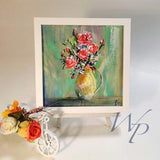 Bouquet Flowers Painting Original Art Pink Peonies Painting Small Painting 8" x 8" inch Peony Painting Original Painting Pink Peony Wall Art