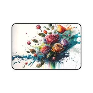 Rainbow Rose Bouquet | Desk Mat | Artistic and Functional | Gift Idea | Home Office Decor