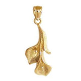 New 14k Gold 3D Lily Flower Charm Pendant