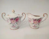 Noritake Amherst (Carnation) Mustard Trim Sugar Bowl and Creamer
