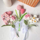 Crochet flower bouquet, hand made, personalized gift for girl friend, home decoration, knitted pink flower, forever flower,Christmas gift