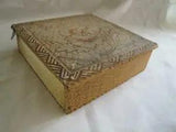 Antique Pyrography wood HANDKERCHIEFS Box w/ carnation Flowers HANKIE HANKY