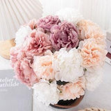 Le France Silk Peony / Carnation /  Clove Pink Bouquet 10'' Tall, Small Bouquet for Spring Home / Wedding Decor, Gift for Her, Centerpiece