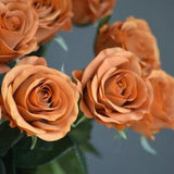 25" Burnt Orange Real Touch Faux Roses, DIY Florals Supply | Wedding/Home/Kitchen Decoration | Gifts, DIY Bouquets/Centerpiece