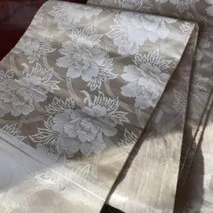 Re-Antique Pure Silk Luxury Peony Flower Meiji Era Obi Remake Material