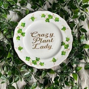 Decorative Plate - Crazy Plant Lady - Funny Present for Plant Lover - Plant Wall Art - Housewarming Gift For Friends