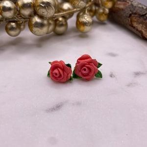 floral artisan earrings rose earrings |floral clay earrings |handmade earrings| coral earrings |floral bouquet earrings|rose earrings