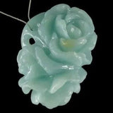 BE07909# Hand Carved  Unique Both Side Peony Flower Amazonite Pendant Bead