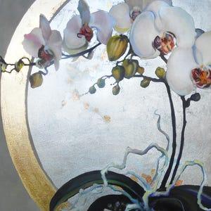 Silver Orchid Acrylic  24" x 36" Gold Foil Painting