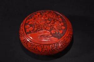 Chinese Antique Vintage Lacquerware Exquisite Peony Flower Box Collection Art