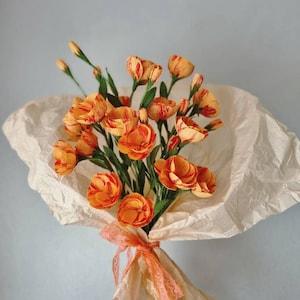 Paper flower bouquet gift, Orange flowers for home decoration, Flowers paper anniversary gift, 50th birthday gift for woman, Self gift