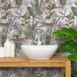 Modern Tropical Jungle Wallpaper - Hand Painted Tropics and Leopard Peel and Stick Removable Wallpaper For All Rooms-Orchid Self Adhesive 44