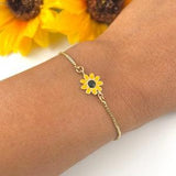 Sunflower bracelet for women, birth flower bracelet, flower bracelet, delicate bracelet gold, sunflower charm bracelet, gold flower bracelet