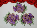 3pc/set, Fashion Purple flower patches, Iron on embroidered Peony patches