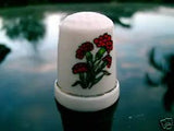 CARNATIONS  FINE BONE CHINA THIMBLE FLOWER MOTIF TAIWAN