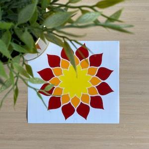 Sunflower Mandala Decal - vinyl art, vinyl sticker, indoor, outdoor, laptop, notebook, car, jar, wall,