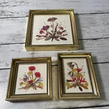 3 Vintage Handmade Dried Flowers By Reichlin Pictures Made in Switzerland