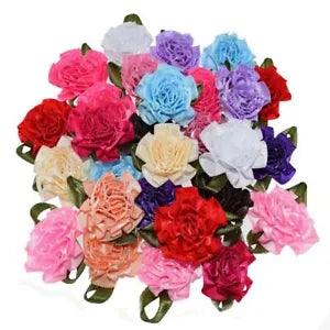 Artificial Carnation Flowers Satin Ribbon Flower Applique Scrapbook Supplies 12p