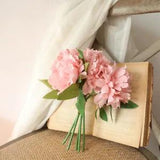 5Pcs Bouque Hydrangea Silk Peony Artificial Flower 27Cm Fake Plant For...