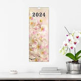2024 Slim Wall Calendar - Stylish & Space-Saving 14.8x40cm Orchid Flower Delight with Wire Hook - Premium Quality, Semi-Gloss Silk Paper