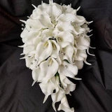 White real touch calla bouquet, Calla lily cascading bouquet, real touch calla lily bouquet