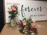 2 Blush Bridal Bouquets Package ~ Shabby Chic Decor, Peony, Silk Wedding Flowers