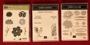 Stampin Up Stamp Sets HOME TO ROOST Rooster, LOVELY LILY PAD or SIMPLE STEMS