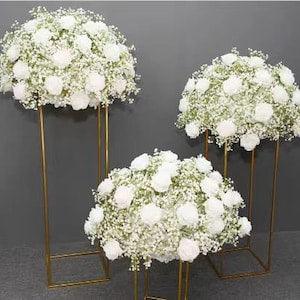 Table Centrepiece,Full Baby Breath With White Rose Flower Ball,Table Flower,Floral Ball For Wedding Anniversary Party Decor