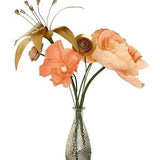 Large blush crepe Ranunculus, peach poppies, gold look, hammered metal Lily, metal leather look flowers. Boutique paper bouquet. Gift-boxed.
