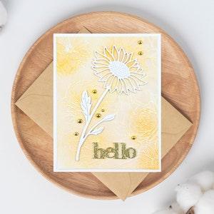 Sunflower Hello Greeting Card, Bright Orange and Gold