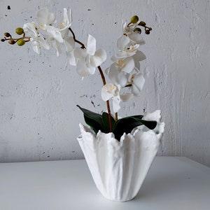 Large modern white vase. Handmade orchid planter. White contemporary vase.