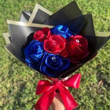 Red and Blue Rose Bouquet | Ramo Buchon | Eternal Roses