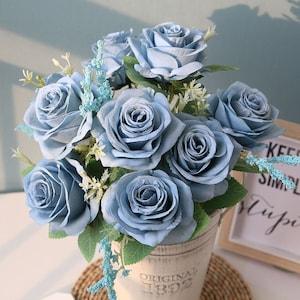 Artificial Roses Flowers 9 Heads Arrangement Silk Bouquet Glorious Moral for Home Office Parties and Wedding Decoration